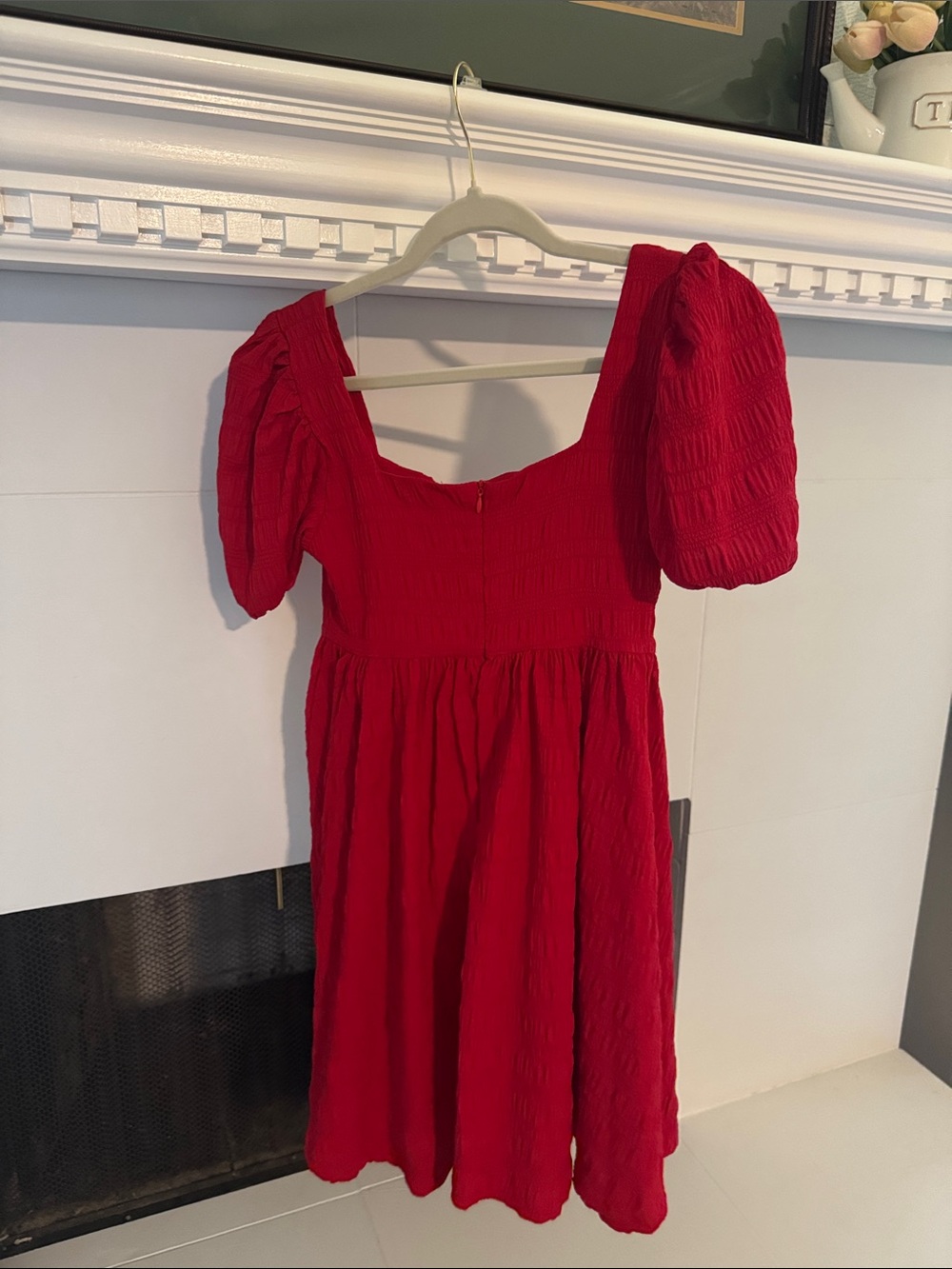 SHEIN Red Puff-Sleeve Square Neck Mini Dress - Picture 2 of 5